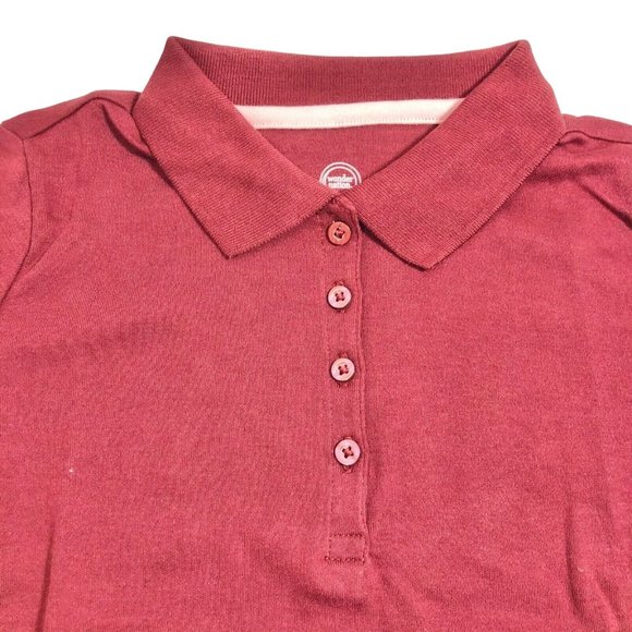 Wonder Nation Girls Uniform Short Sleeve Polo-style Burgundy L Tagless Comfort - Picture 5 of 12
